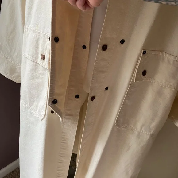 AUSTRALIAN OUTBACK COLLECTION vtg white womens M duster western cowboy 90s coat - Picture 15 of 15
